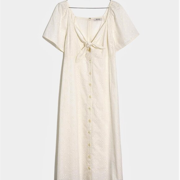 Madewell Eyelet Tie Front Midi Dress - Picture 2 of 7
